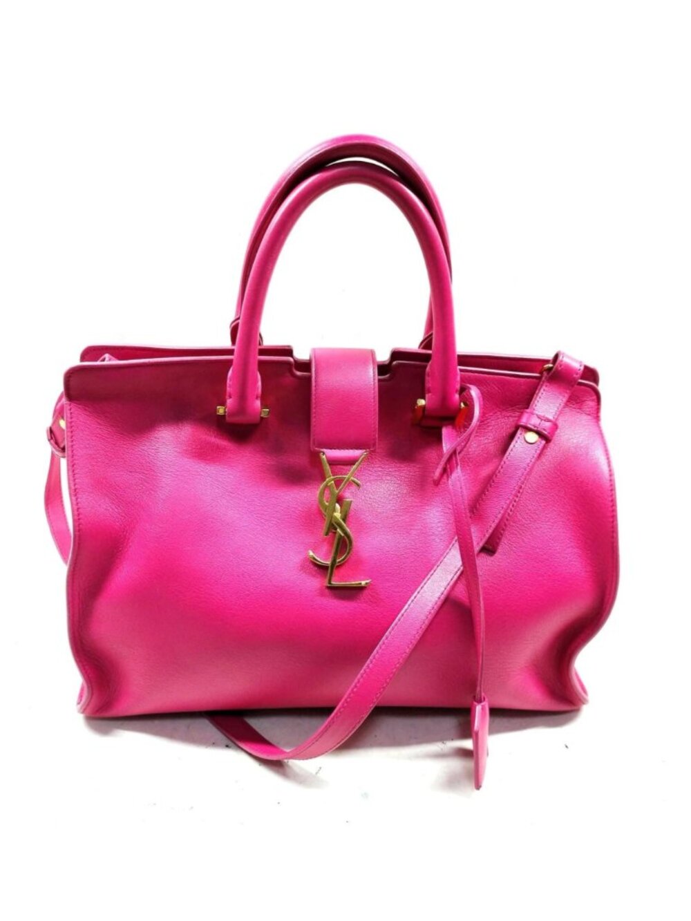 Authentic Saint Laurent YSL Cabas Chyc Pink Leather Tote Crossbody Bag - Picture 2 of 16